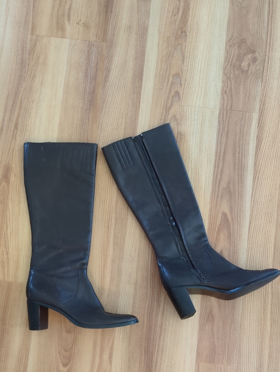 Worthington Shoes - Worthington Black Leather Knee-High Heeled Boots